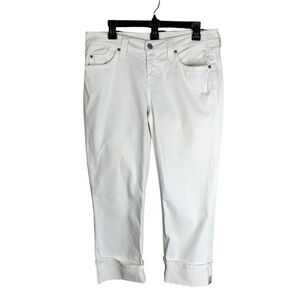 Seven Premium Denim White Cropped Cuffed Jeans Size 32”